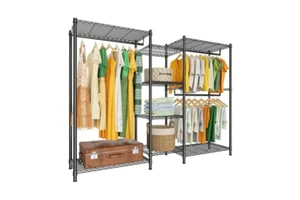 Commercial-Grade Black Metal Adjustable Coat Rack with Customizable Hooks for Home & Hotel Wardrobe Hospitality Use