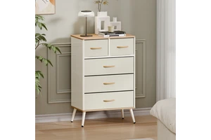 Lightweight 5 Drawers Modern Design MDF Carbon Steel Frame Breathable Fabric Drawer Organizer Chest Storage Cabinet