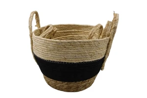 Round Braided Rope Weave Circle Woven Storage Basket with Handle