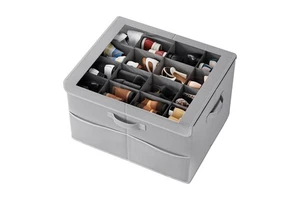Multifunction Shoes Storage Box with Hard Handles Shoes Organization 16 Grid Shoes Storage Box