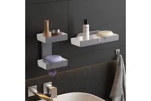 Plastic Wall-mounted Double-compartment Storage Rack