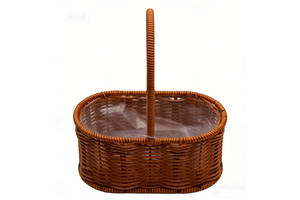 Vintage Rattan Picnic Basket Handcrafted Rattan Storage Containers & Fruit Serving Basket With Handle For Flowers