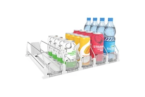 Supermarket Spring Loaded Adjustable Soda Can Bottle Beverage Dispenser Drink Shelf Pusher Organizer System For Refrigerator