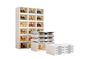 Xinyi Plastic Folding Shoe Cabinet Multi-layer Foldable Shoe Storage Box Transparent Doors Installation-free Dustproof Modern