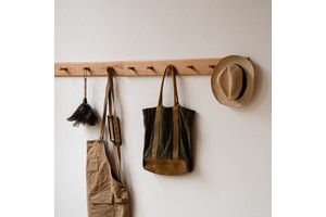 Custom Solid Wood Wall Mounted Organizer, No Drilling Coat Rack with Hooks for Entryway, Bedroom Door Back Hanging Storage