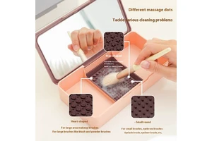 Modern Design Portable Multifunctional Beauty Cosmetic Brush Storage Box with Simple Lipstick Partition Mirror