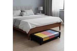 Under Bed Storage Containers with Wheels Metal Frame Underbed Organizer Bin for Clothes Blankets and Shoes