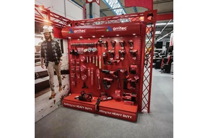 OEM Custom Metal Pegboard Tool Display Hardware Shops Rack Shelf Power Tools Display Stand Tools Rack With LED Lighting Headerc