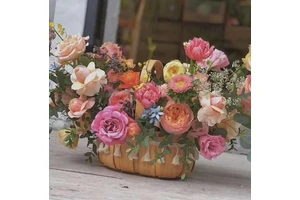Watermelon Basket With Lace And Bow Decoration Flower Basket Valentine's Day And Mother's Day Gift From Flower Shop
