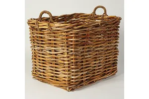 Natural Woven Rattan Rectangular Customizable Multifunctional Storage Basket Eco-Friendly Organizer for Home and Office