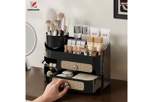 XinHang Multi-purpose Makeup Organizer Lipstick Skincare Storage Box Dust-Proof Large Cosmetic Storage Organizer with 2 Drawers