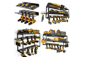 Hot-Selling Modern Detachable Adjustable Heavy-Duty Carbon Steel Garage Wall-Mounted Multi-Slot Electric Drill Tool Storage Rack