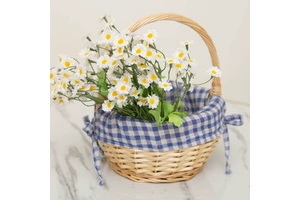 Wholesale Handmade Natural Wicker Woven Bread Fruit Vegetable Storage Basket Shopping Picnic Basket with Cloth Liner and Handle