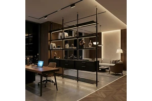 Floor To Ceiling Wall Bookshelf Modern Minimalist Luxury Modular Shelf Display With Led Light Customized Wall Unit Book Shelf