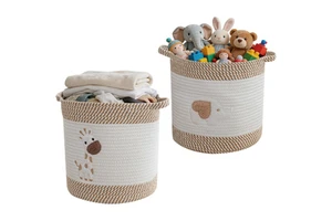 Cotton Modern Minimalist Large-Capacity Decorative Woven Storage Basket Toy Organizer for Kids Rooms