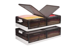 Premium Plastic Foldable Under Bed Storage Box with Secure Latching Lid Wheels Dustproof and Space-Saving