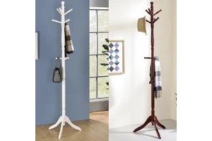 Competitive Price Superior Quality Modern Rubber Wood Living Room Coat Storage Rack with 1 Shelf Home Furniture