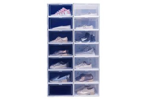 PP Transparent Plastic Rectangular Side Open Foldable Stackable Dust-proof Moisture-proof Modern Minimalism Shoe Box Bed