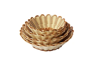 Durable Easy-to-Clean Hand-Woven Plastic Vine Storage Baskets for Kitchen Snacks Bread Fruit Vegetable Collection
