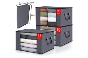 Zipper Closure Moisture-Resistant Portable Foldable Under Bed Storage Box Rectangle Shape Eco-Friendly Non-Woven Material
