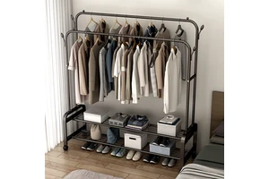Coat Rack Floor Standing Clothes Hanging Storage Shelf Shoes Racks Metal Bedroom Furniture Clothing Rack
