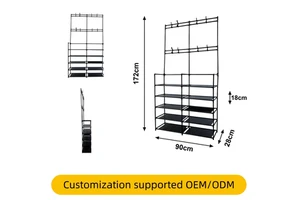 Modern Square 5-Layer Double-Row Coat Rack Hat Shoe Rack Household Clothes Rack Kitchen Storage