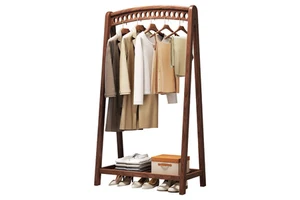 Solid Wood Multifunctional Coat Rack Floor-Standing Modern White Ash Wood Bedroom Home Use Bedside Clothing Storage Shelf
