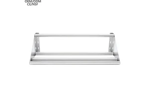 Commercial Kitchen Detachable Round Tube 304 Stainless Steel Wall Mounted Storage Rack Shelf