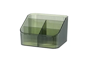 5-Compartment Plastic Cosmetic Organizer Rectangular Divided Makeup Bin & Vanity Storage Caddy Great for Cosmetics Skincare