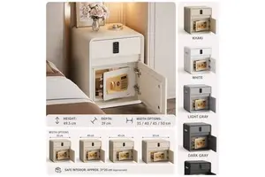 Furniture Style Bedroom Safe Cabinet With USB Type-C Charging Ports, Built-In Power Strip And Hidden Valuables Storage