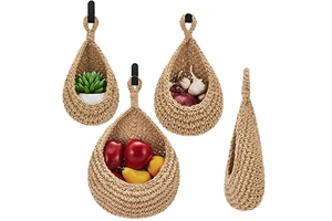 Wholesales New Style Rope Woven Storage Basket Potato Holder Hanging Wall Vegetable Baskets for Linen Wall Decor