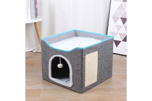41*41*34cm Foldable Cat Bunk Bed With Cozy Cave Under Bed Ball Homeuse Living Room Furniture Multiple Cats House