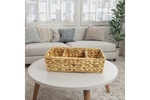 Yiqiang Ecofriendly Handmade Weaving Water Hyacinth Storage Basket Living Room Desktop Snacks Cosmetics Basket for Household