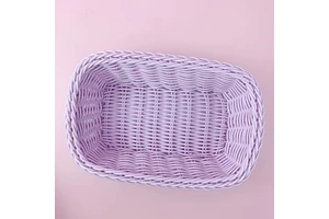 2025 Cute Imitate Rattan Woven Storage Basket for Sundries Desktop Cosmetics Snacks Storage Basket