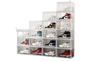 Sustainable Folding Stocked Rectangle Clear Plastic Shoe Box Storage