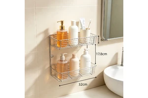 Bathroom 2 Tiers Hanging Storage Rack 2 Tiers Wall Shelf for Bathroom Corner Storage