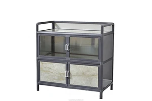 3 Tier Aluminum Modern Eco-Friendly Kitchen Cabinet Organizer Dustproof Perforated Patterned Aluminum Alloy Door Space Saving