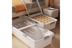 Transparent Under Bed Storage Box Household Flat Wheel Drawer Type Cube Storage Bins for Clothes Quilt Arrangement