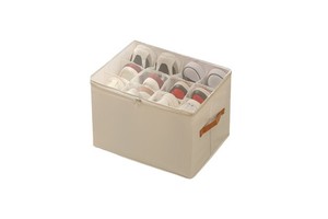 Shoe Storage Box Foldable with Lid Visible Shoe Box Multi Functional with Divided Clothing and Miscellaneous Storage Box