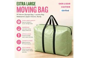Extra Large Moving Bag PP Woven Storage Volume Laundry Tote Waterproof Zippered Closure Strong