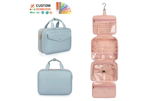 Premium Quality Luxury Leather Hanging Make up Cosmetic Bag