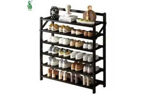 Modern Design Bamboo Shoe Rack Organizer Portable Foldable Space-Saving Shelf For Entryway Closet & Living Room