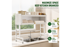 Bulk Order Modern Space Saving Over Sink Kitchen Organizer Rack with Knife Holder PC Cover Carbon Steel Dish Drainer