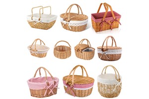 Wholesale Various Styles Of Hand-woven Picnic Baskets With Handles, Home Decoration Storage Baskets