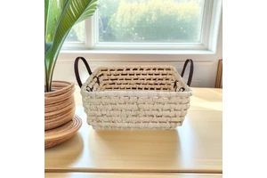 Batch of Ready-to-use Home Decoration Pure Hand-woven Straw Baskets for Storage