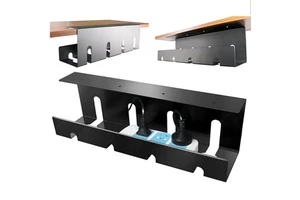 No Drill Steel Multifunction Wall Mountable Desk Wires Organizer Power Strip Cable Management Tray for Cable Storage Holder