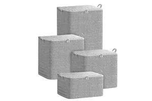 Closet Organizer Storage Baskets 50x40x30cm Foldable Non Woven Rectangular Wardrobe Clothes Storage Minimalist Design