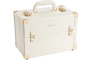 Portable Large Capacity Aluminum Makeup Case Organizer 4-Tray Cosmetic Storage Lockable Feature for Travel Cosmetologist Use