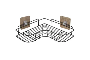 Single-Tier Wall-Mounted Metal Storage Rack No-Drill Design for Bathroom Shower and Kitchen Corner Wholesale