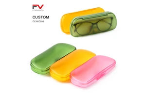 Semi Transparent Plastic Glasses Case Candy Colored Lightweight Portable Snap Eyewear Storage Box with Custom Logo Available